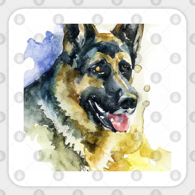 German Shepherd Watercolor - Gift For Dog Lovers Sticker by Edd Paint Something